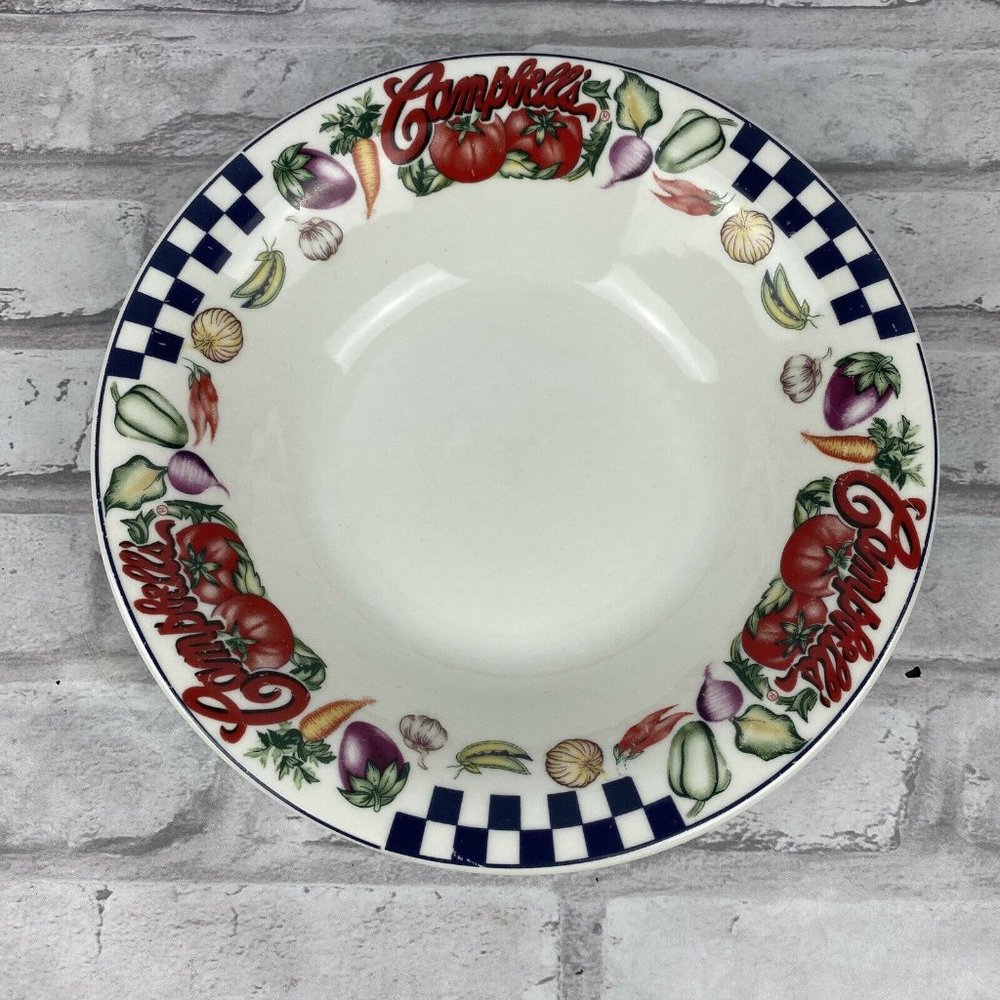 Campbells Soup Bowls 1997 Checkered Vegetables